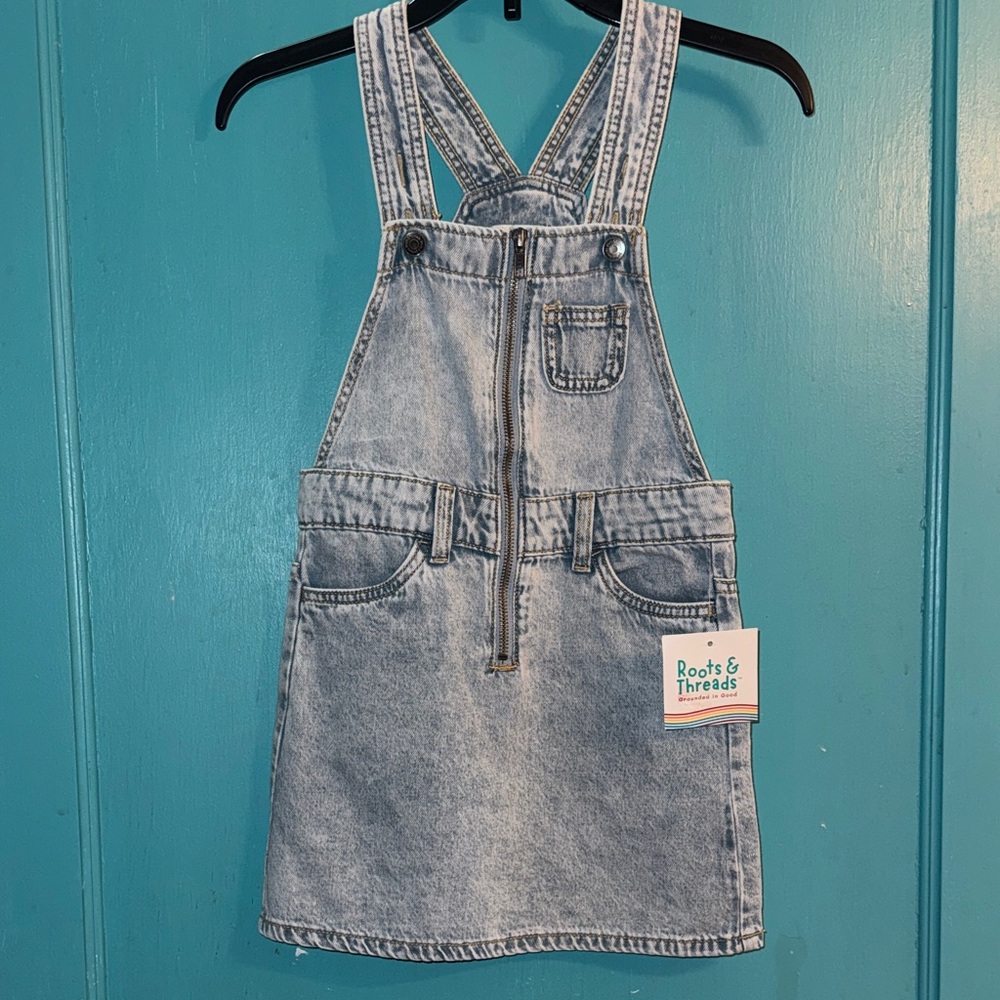 Denim Overall Dress - Light Blue